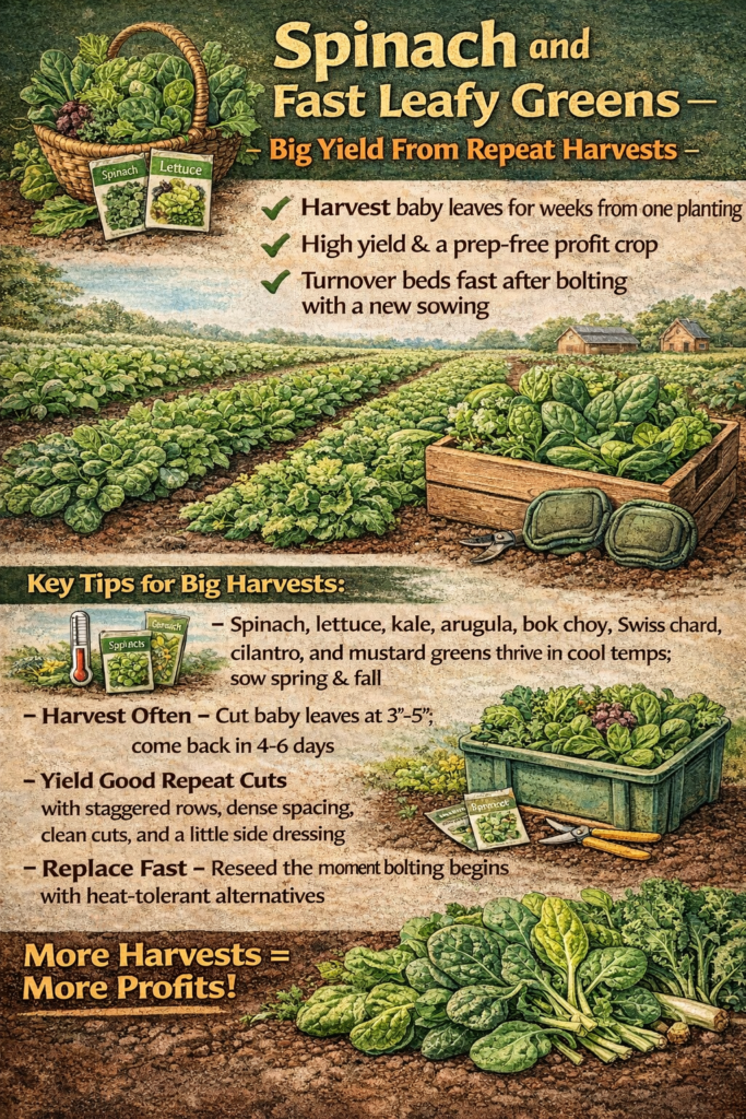 Spinach and Fast Leafy Greens – Big Yield From Repeat Harvests