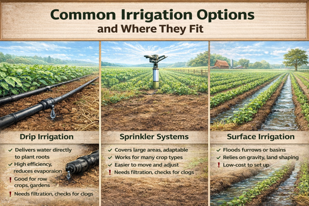 Common irrigation options and where they fit
