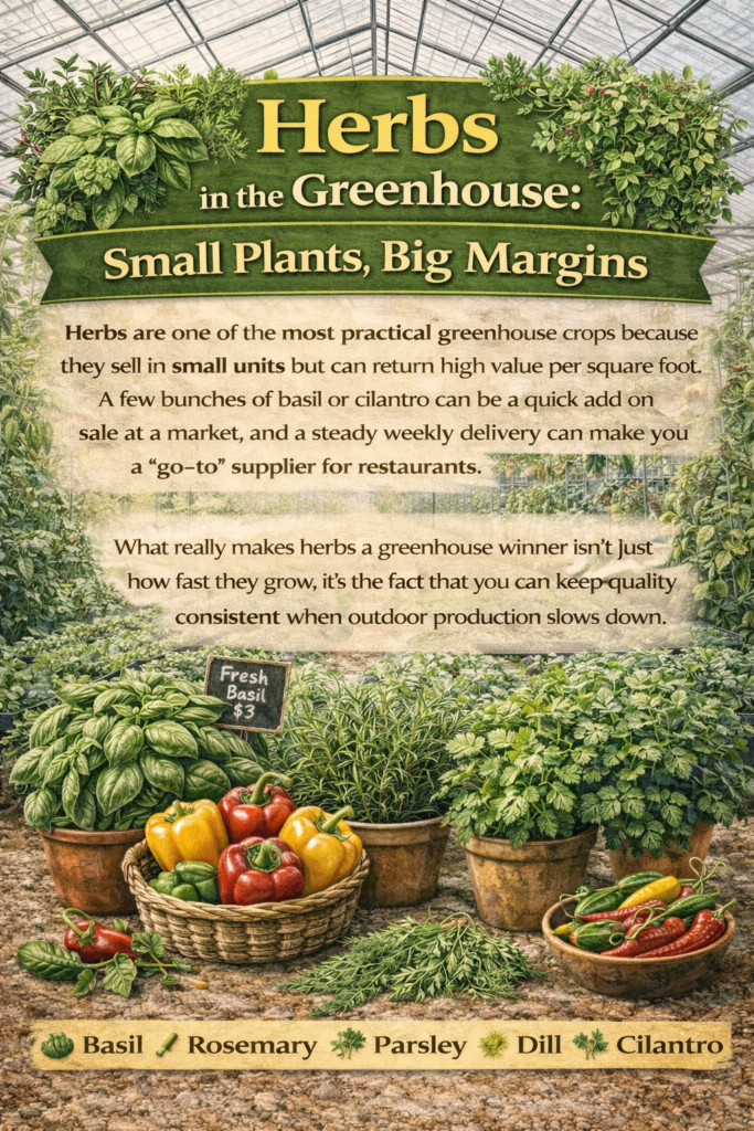 Herbs in the Greenhouse Small Plants, Big Margins