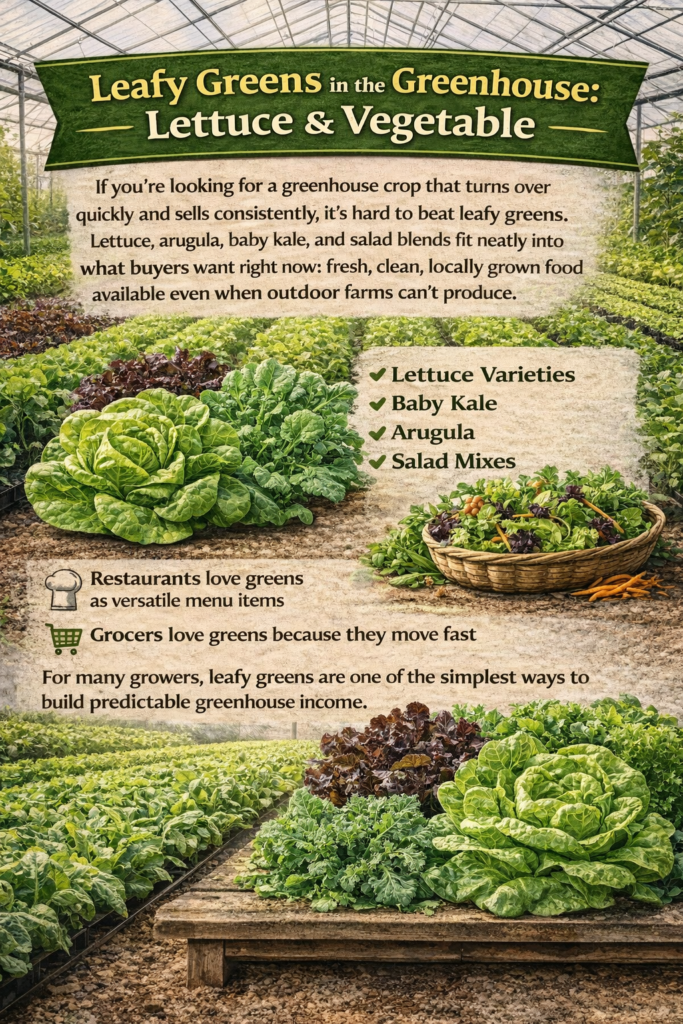 Leafy Greens in the Greenhouse Lettuce & Vegetable