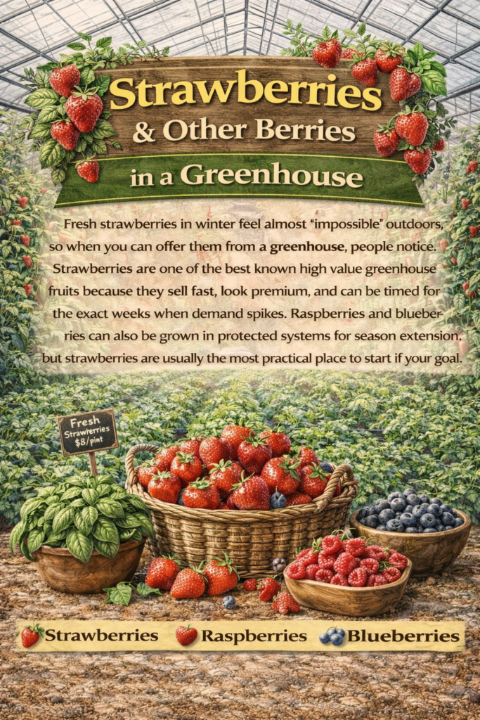  Strawberries & Other Berries in a Greenhouse
