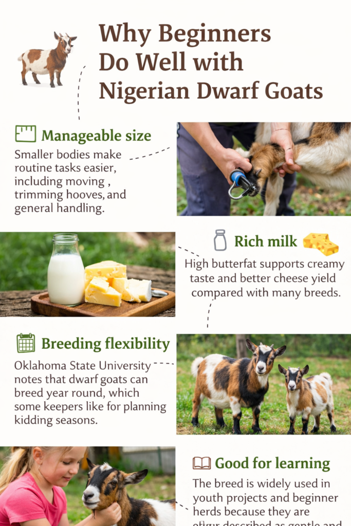 beginners do well with Nigerian Dwarf goats