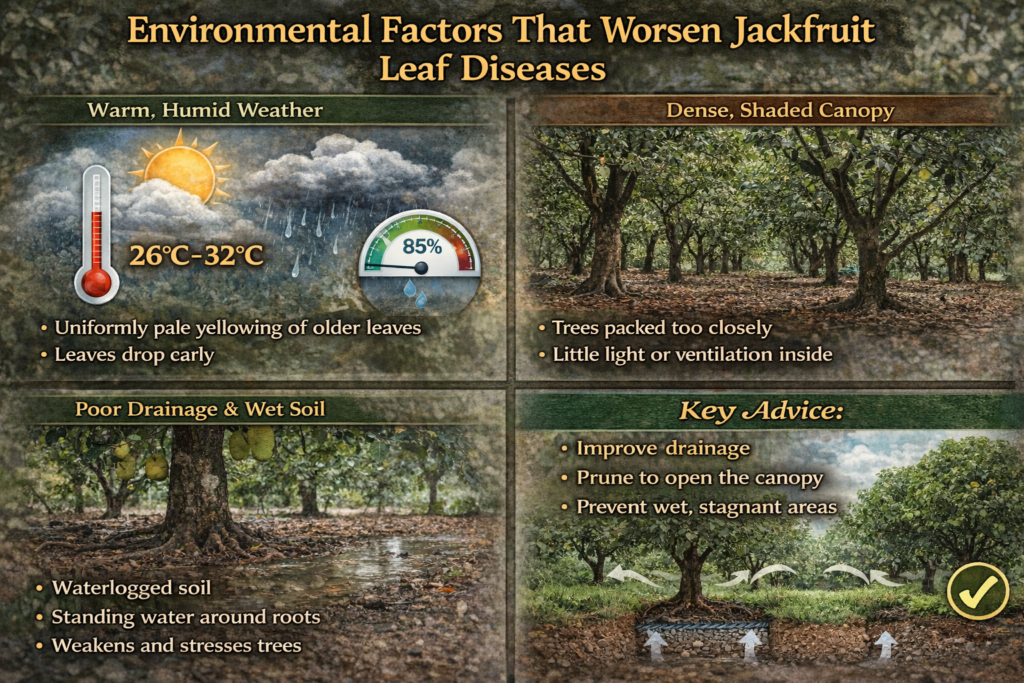 Environmental factors that make jackfruit leaf diseases worse