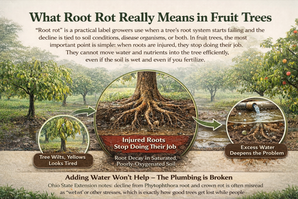 What root rot really means in fruit trees