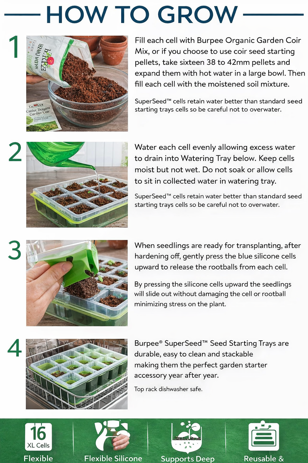 Buy Burpee SuperSeed Seed Starting Tray – 16 XL Cell Grow Kit - Image 5