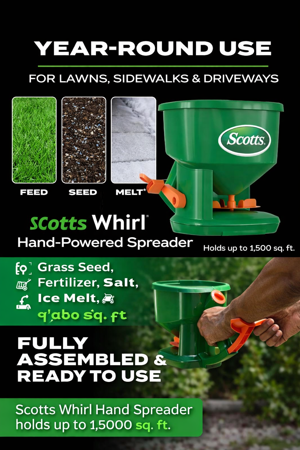 Buy Scotts Whirl Hand Powered Spreader-Best Seed & Fertilizer Spreader - Image 3