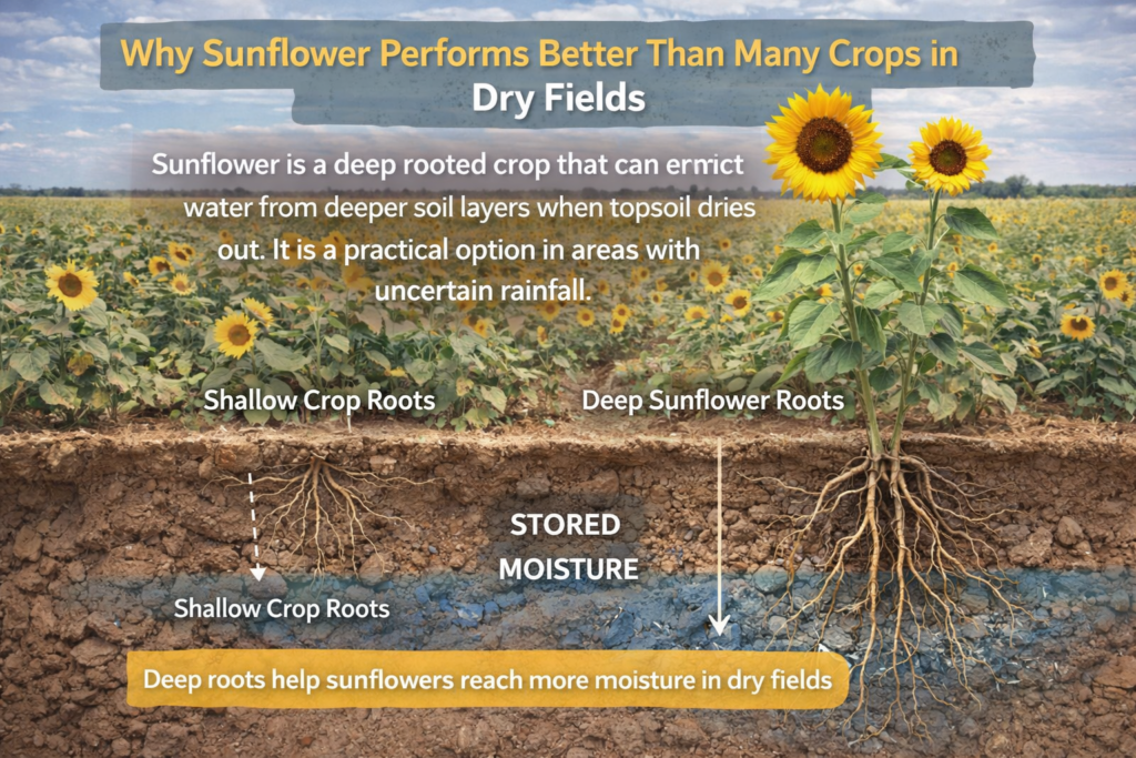 Why sunflower performs better than many crops in dry fields