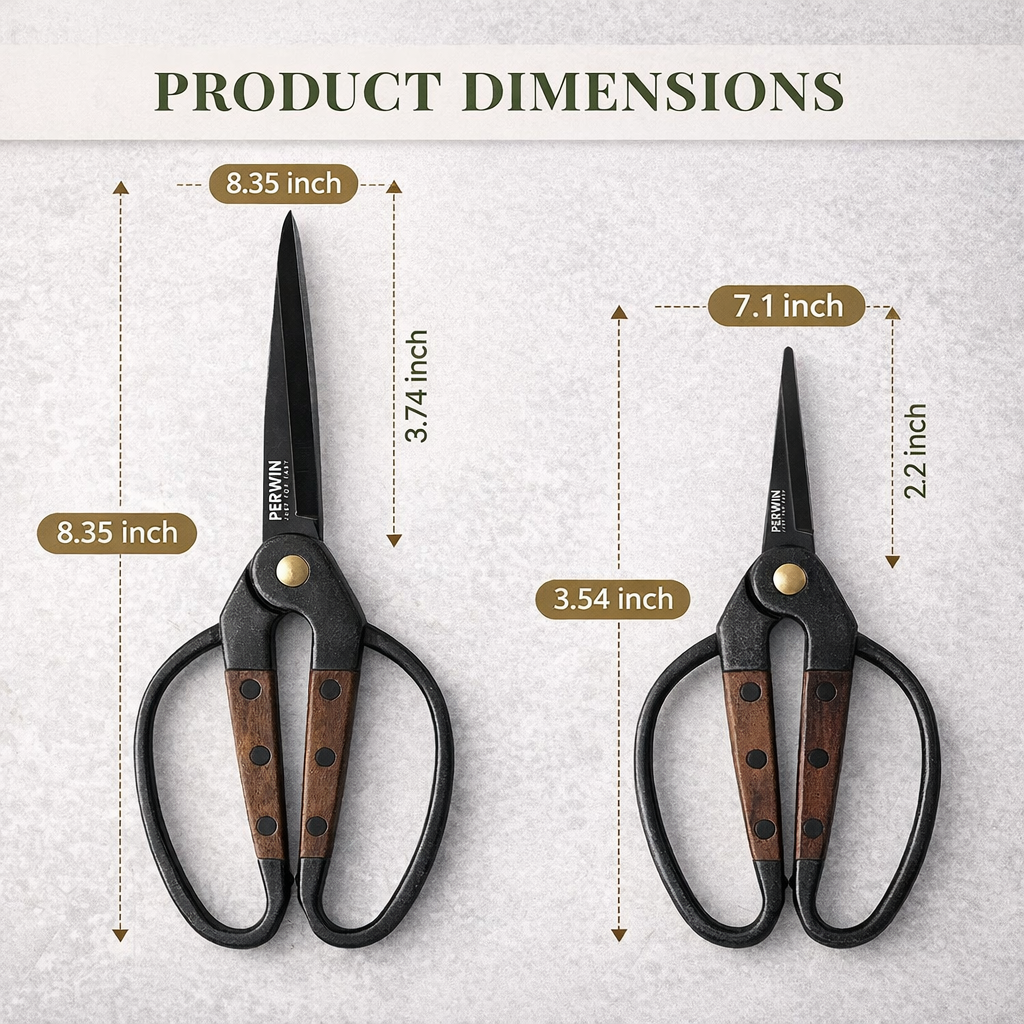Buy Garden Flower Bonsai Scissors - 2 Pcs Walnut Handle Pruning Shears - Image 3
