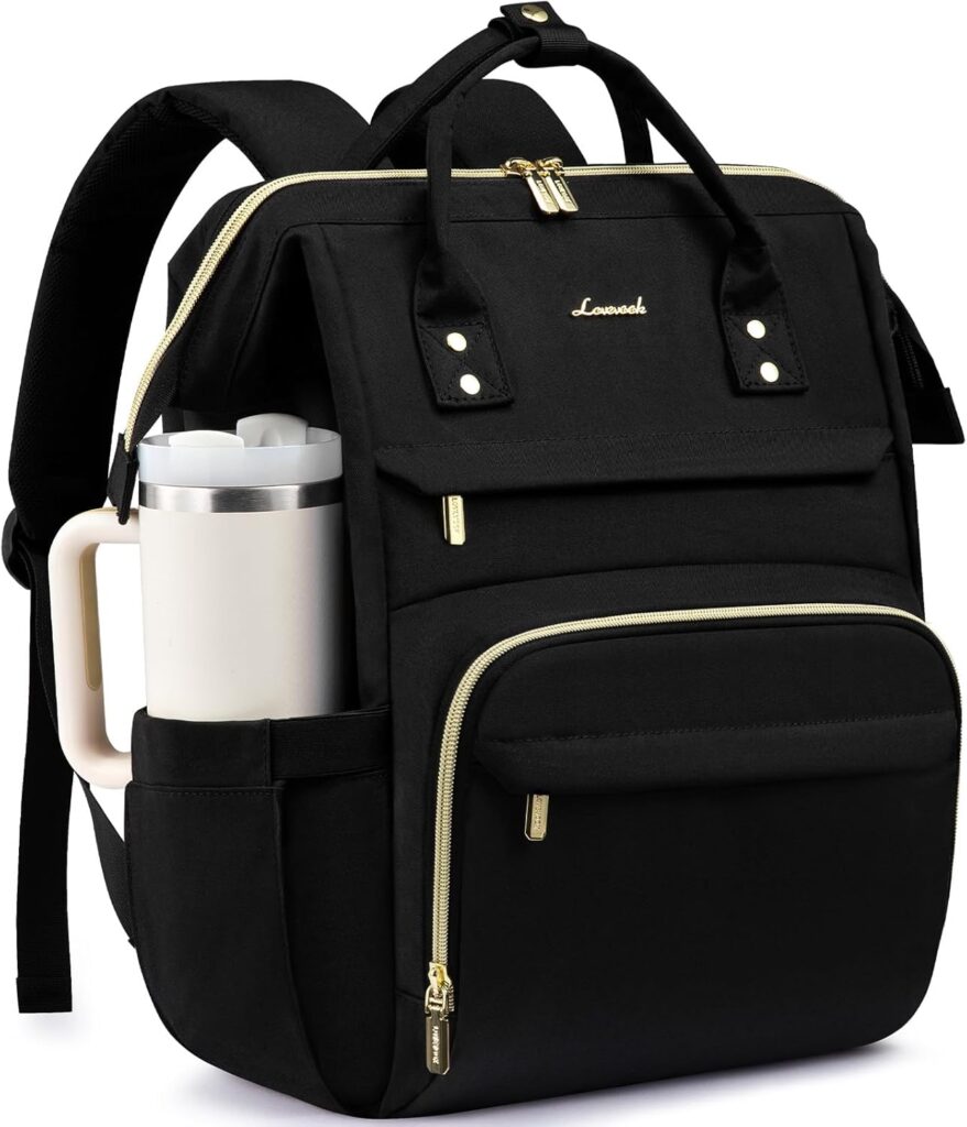 LOVEVOOK Laptop Backpack for Women with Giant Tumbler Holder Pocket 
