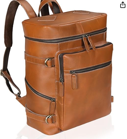 Leather Tan Backpack For Men Genuine Laptop Rucksack 