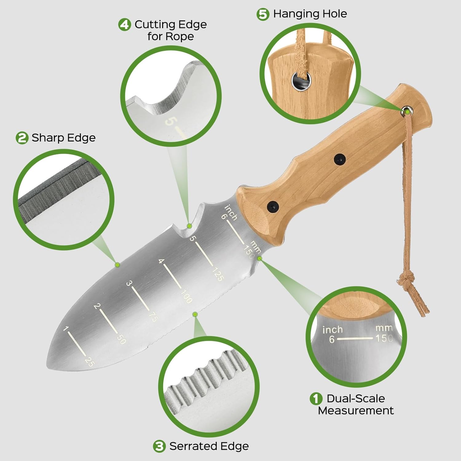 Buy Garden Tools Trowel with EDC Sheath for Weeding Digging Planting - Image 2