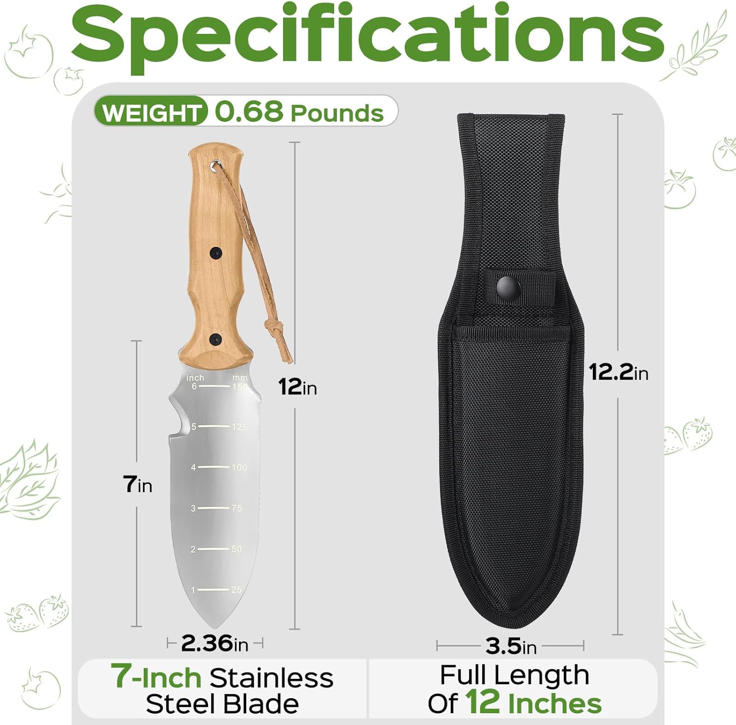 Buy Garden Tools Trowel with EDC Sheath for Weeding Digging Planting - Image 3