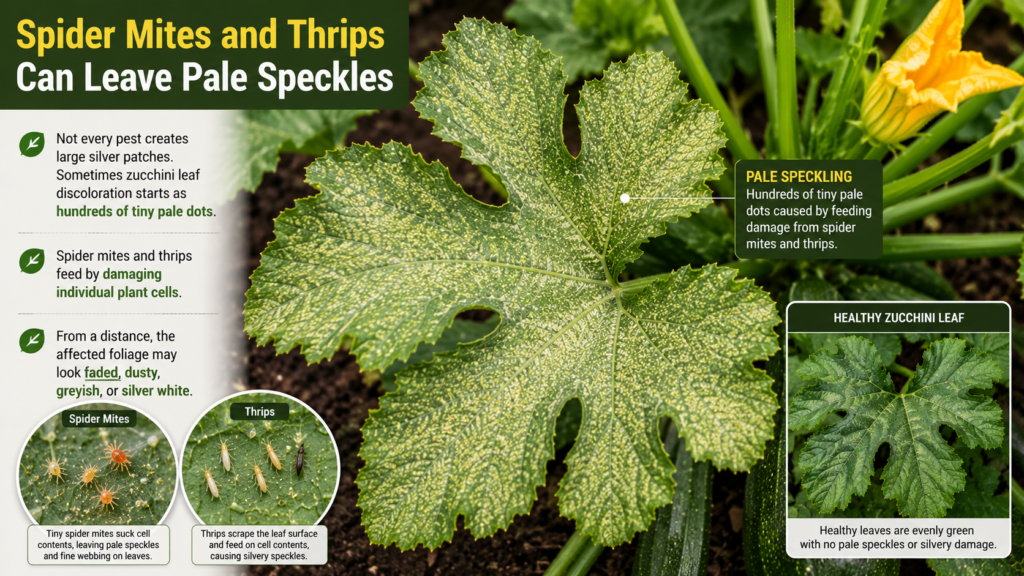 Spider Mites and Thrips Can Leave Pale Speckles