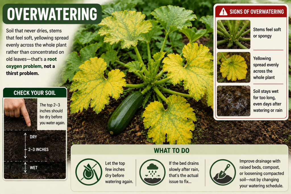 overwatering in zucchini