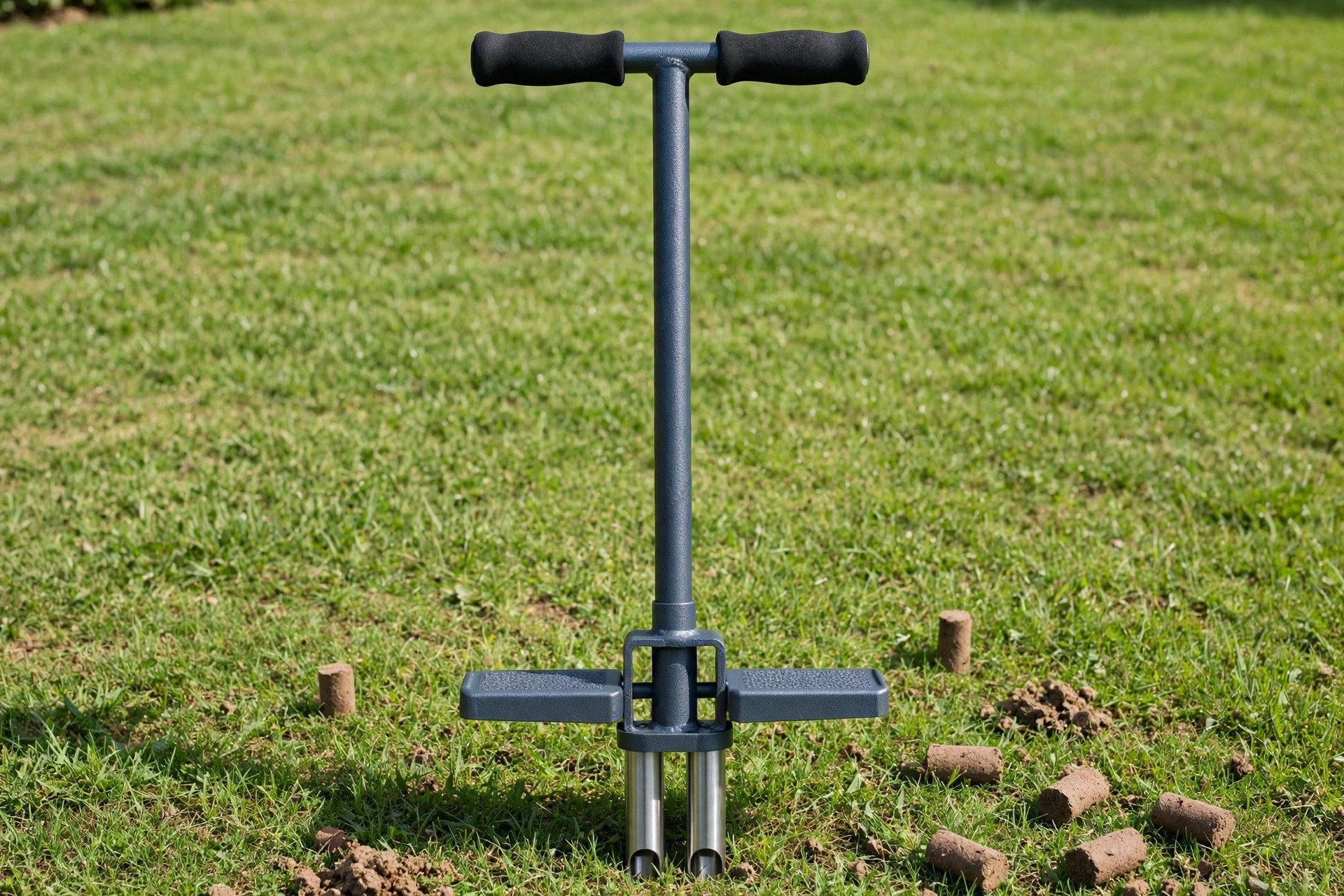 Yard Butler ID-6C manual core lawn aerator with hollow tines and a steel handle