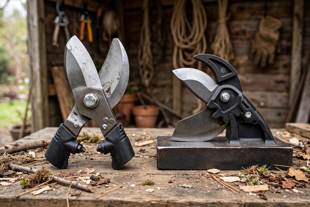 best loppers bypass vs anvil head comparison on a workbench
