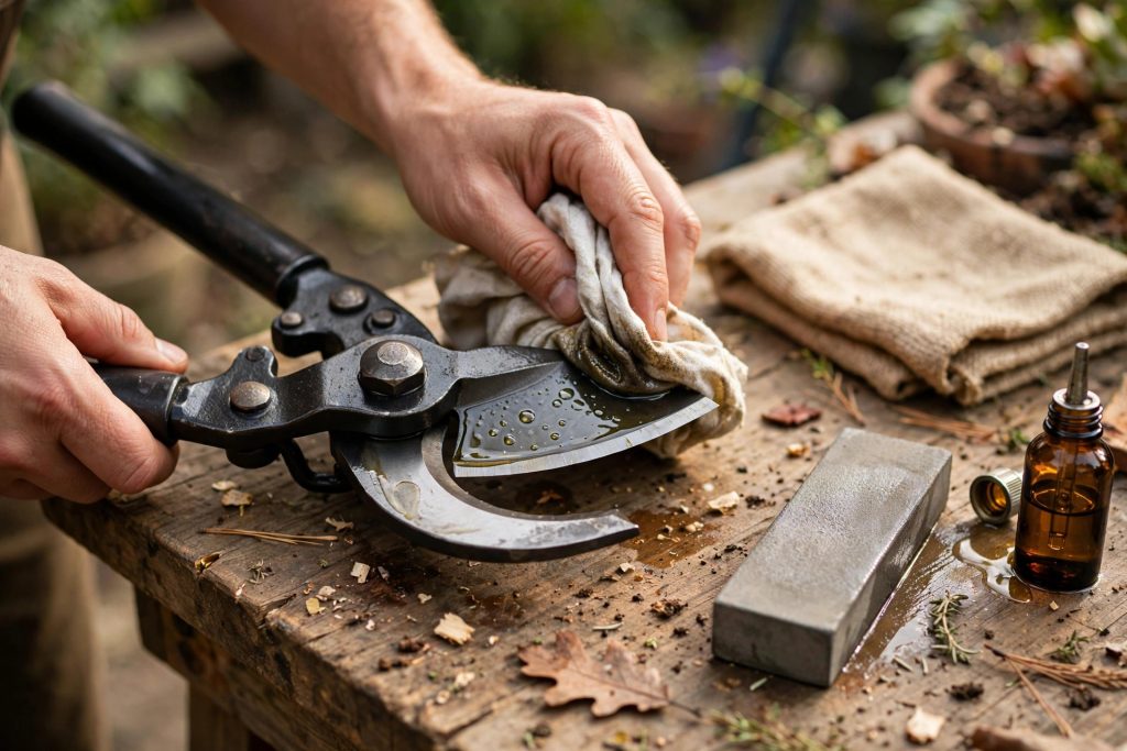 best loppers maintenance cleaning and oiling the blade