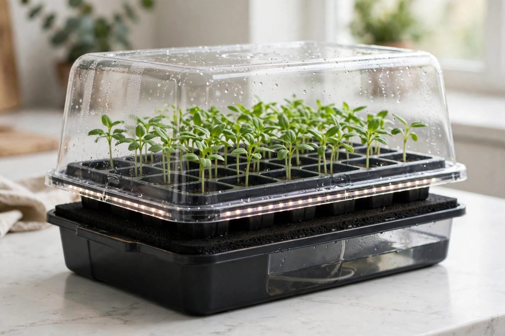 best seed starting trays Patigrow 60-cell self-watering kit with grow light