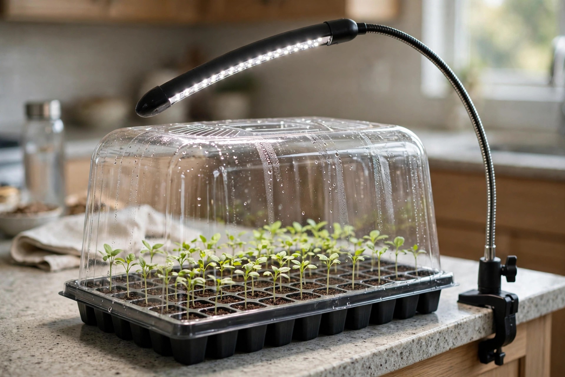 best seed starting trays SOLIGT 60-cell kit with grow light and heat mat