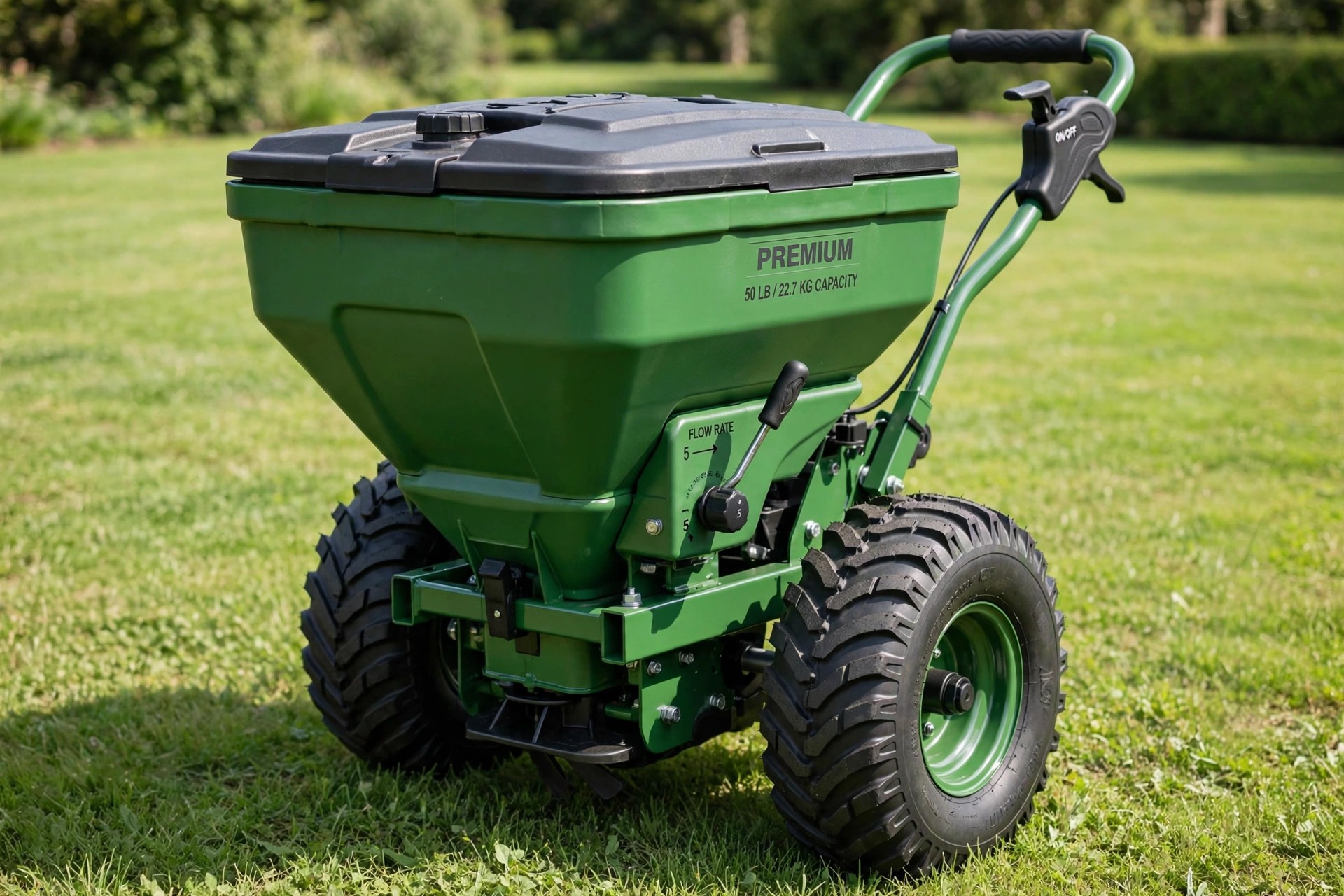 Scotts Elite broadcast spreader with dual rotors for large lawns