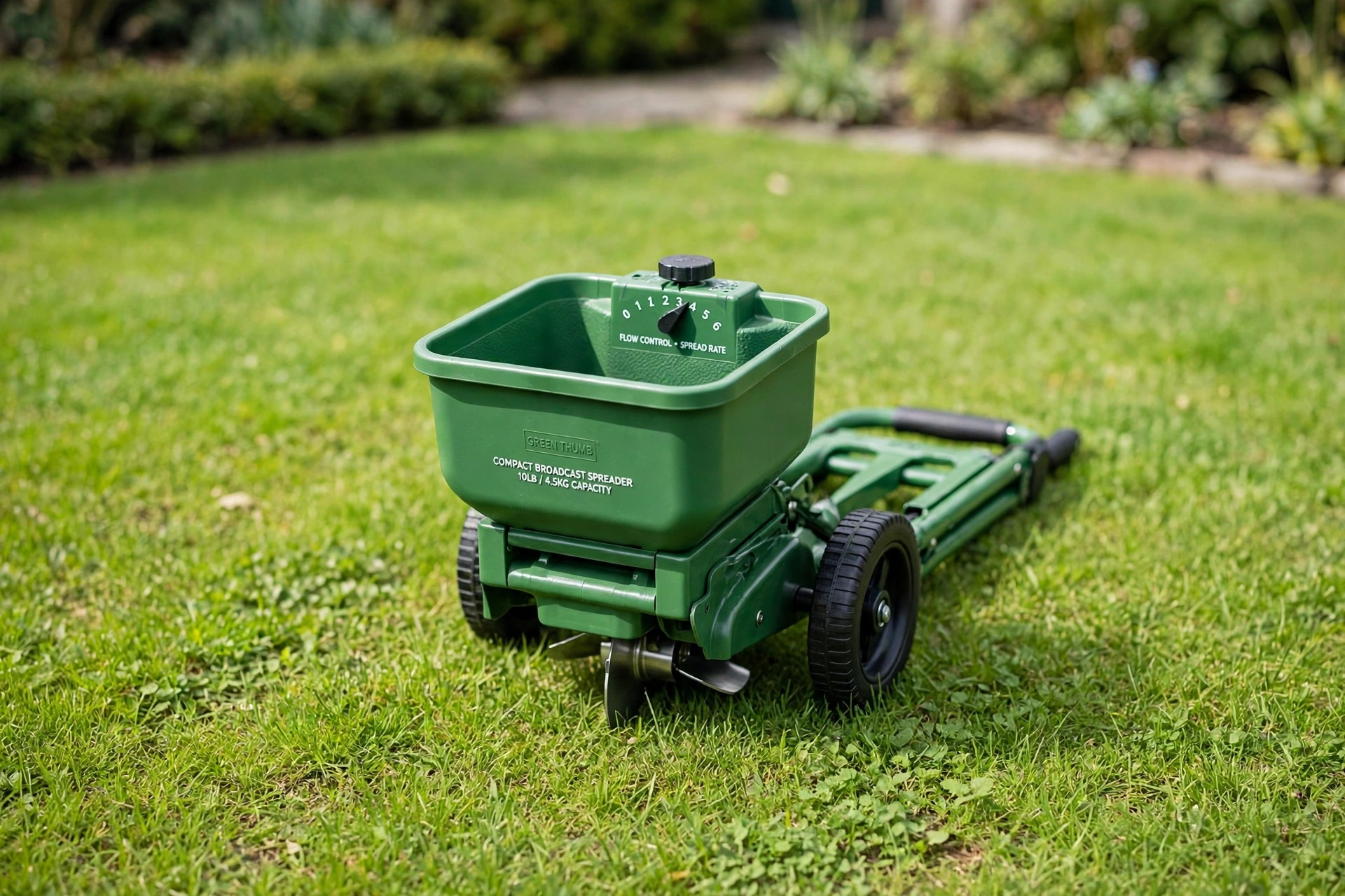 Scotts Turf Builder EdgeGuard Mini compact broadcast spreader for small lawns