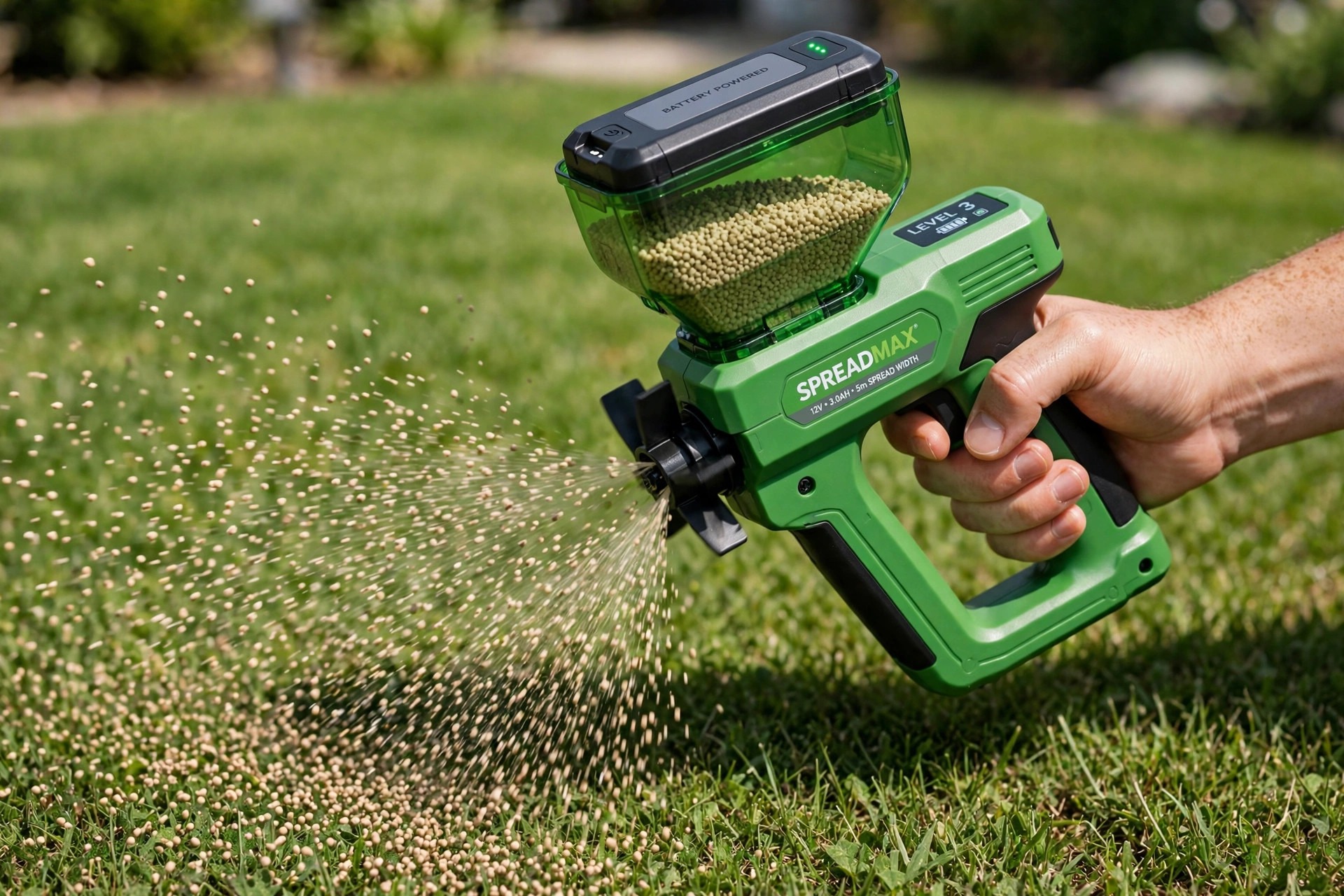 Scotts Wizz battery powered handheld spreader with EdgeGuard