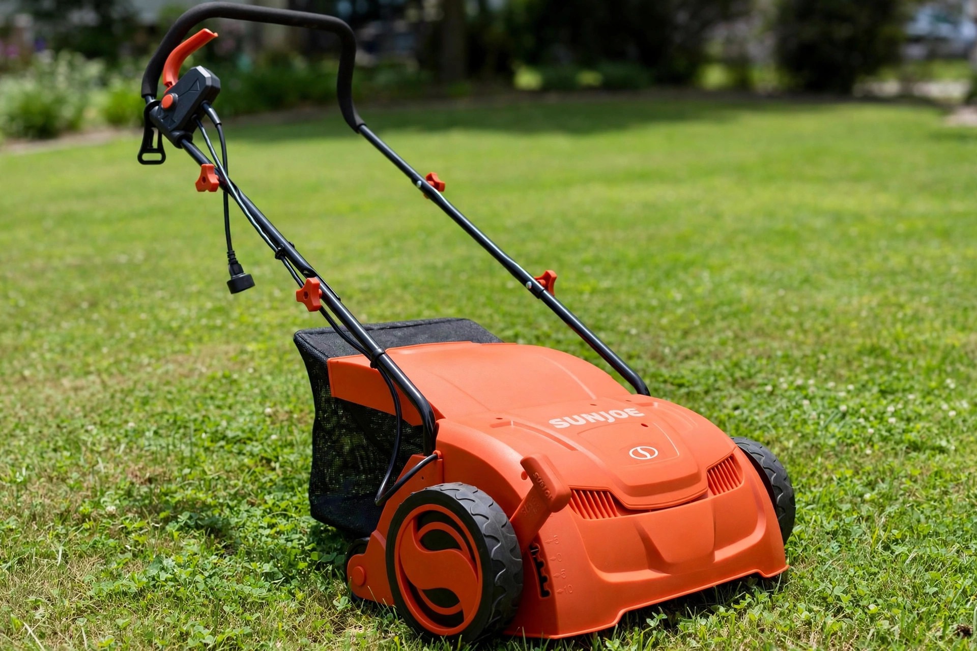 Sun Joe AJ801E 12 amp electric dethatcher and scarifier with 8 gallon collection bag
