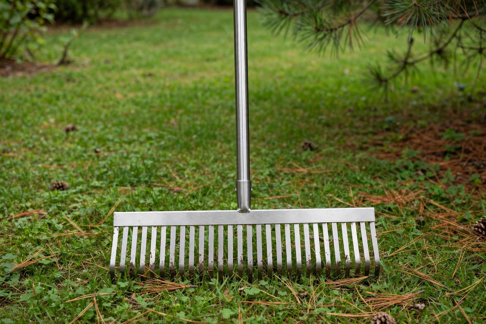 Colwelt thatch rake with wide 18 inch head and lightweight stainless handle