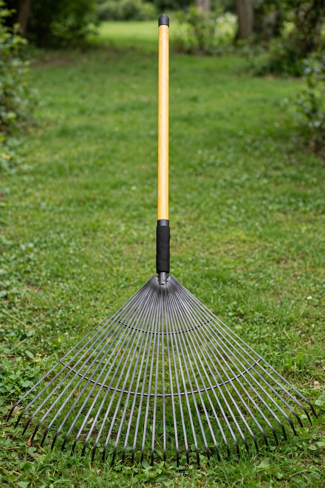Razor-Back 24 tine steel rake with fiberglass handle for leaves and light thatch