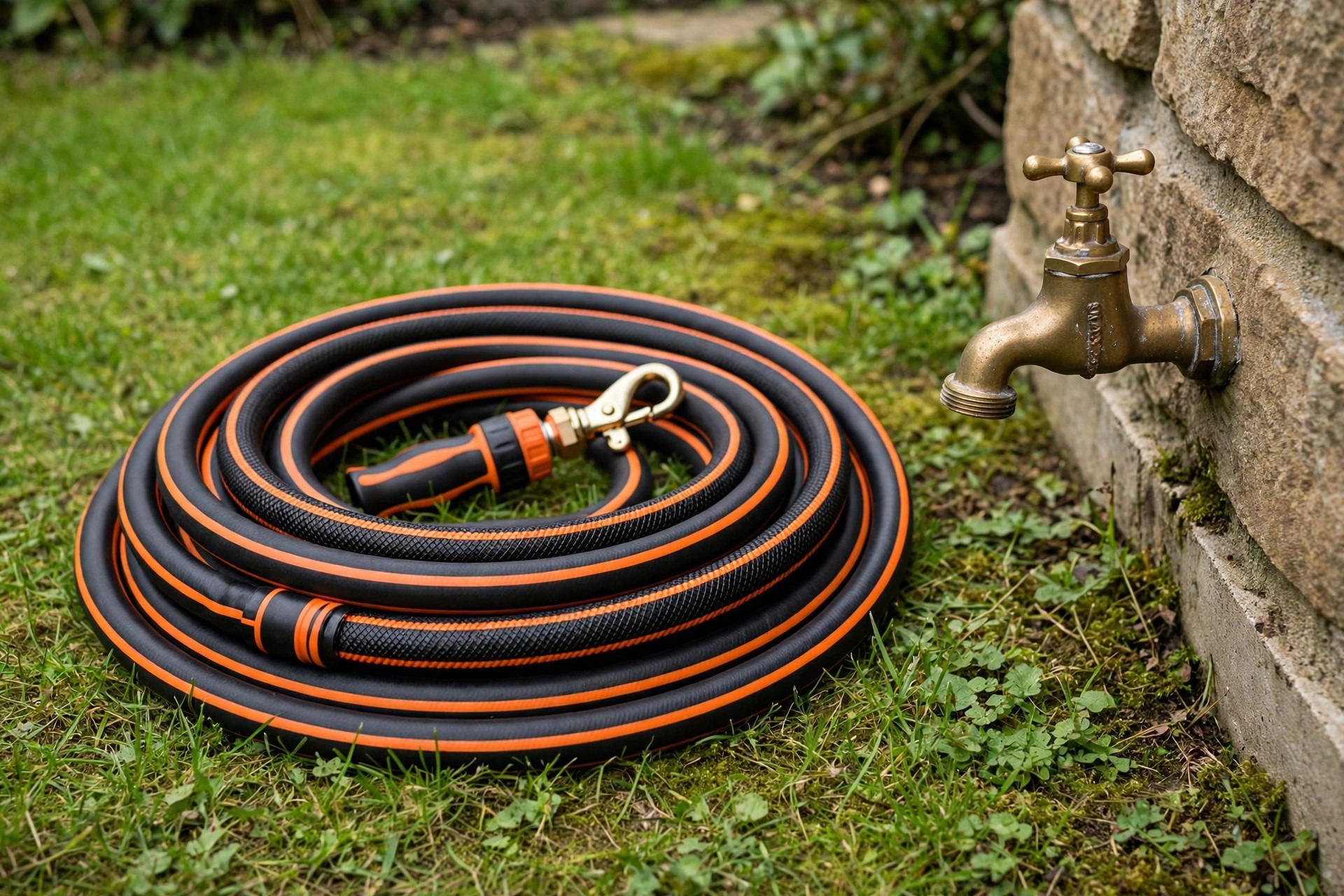 Giraffe Tools Hybrid Garden Hose with swivel handle, a flexible garden hose with 600 psi burst rating