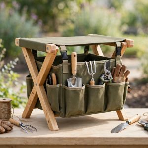 GardenHOME garden tool set with folding stool and tool bag