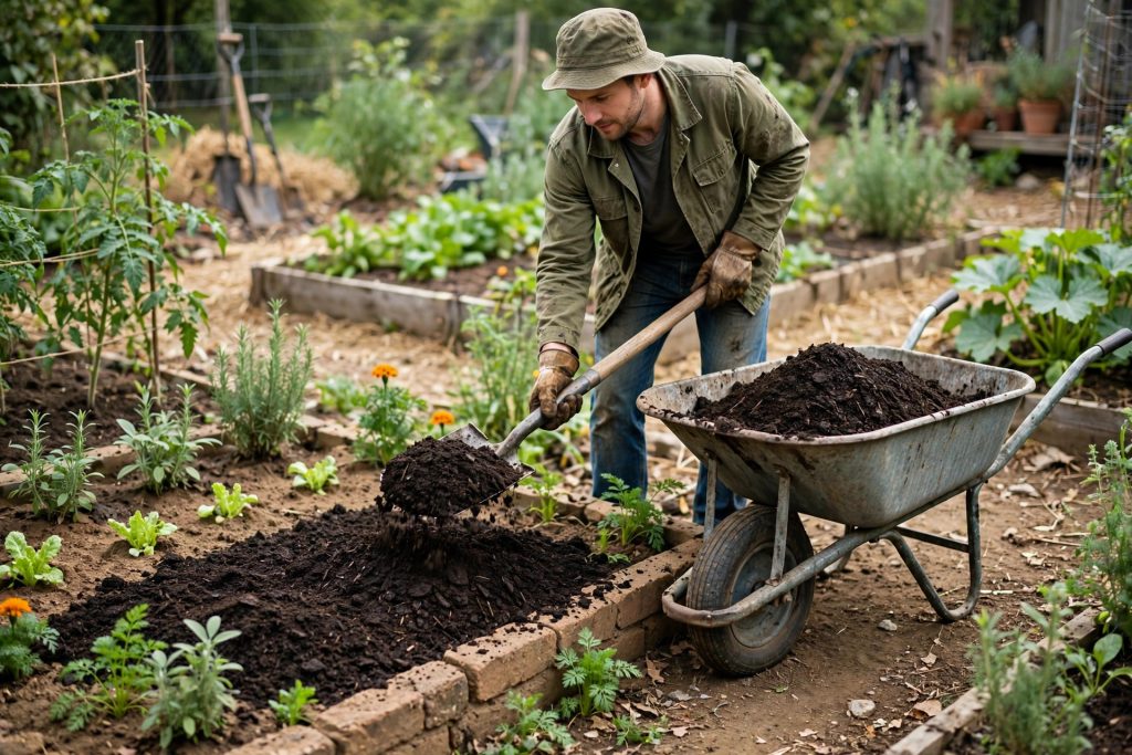 how to improve clay soil compost spreading
