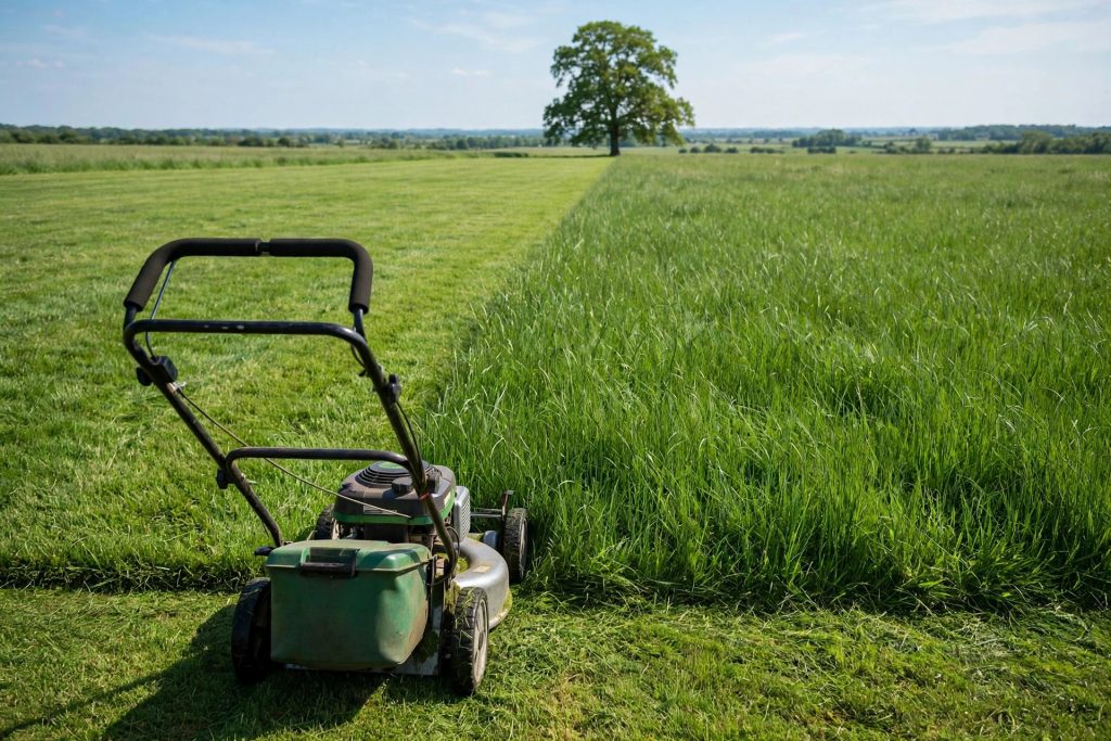 How to stripe a lawn step 2: choosing a sighting target for straight stripes