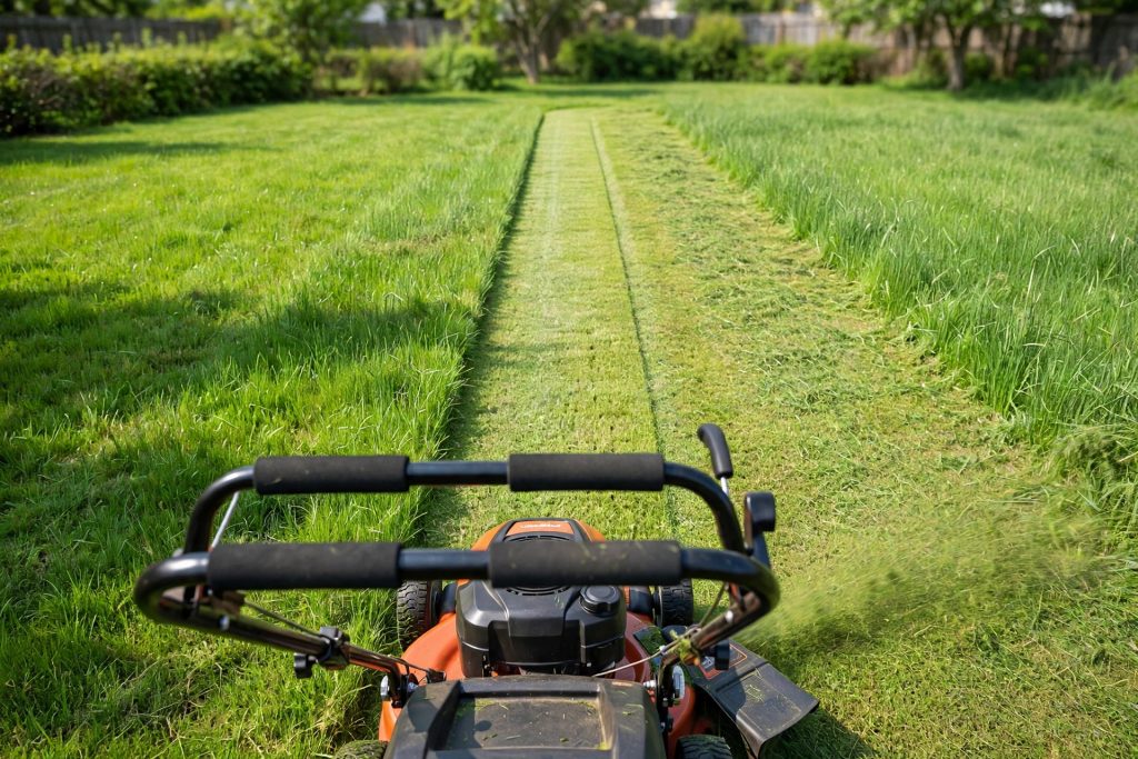 How to stripe a lawn step 3: mowing the first straight stripe