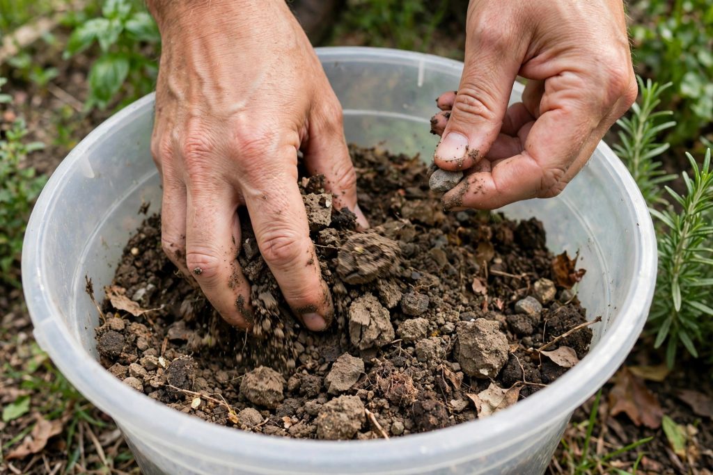 how to test garden soil by mixing subsamples in a bucket