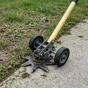 Truper 35195 rotary lawn edger with dual wheels and fiberglass handle