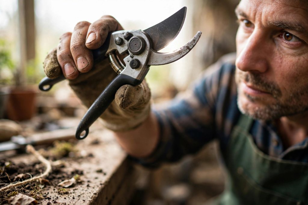 finding the bevel angle on a pruning shear blade