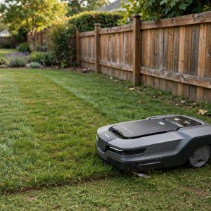 ECOVACS GOAT O1000 RTK robot mower working close to a lawn edge