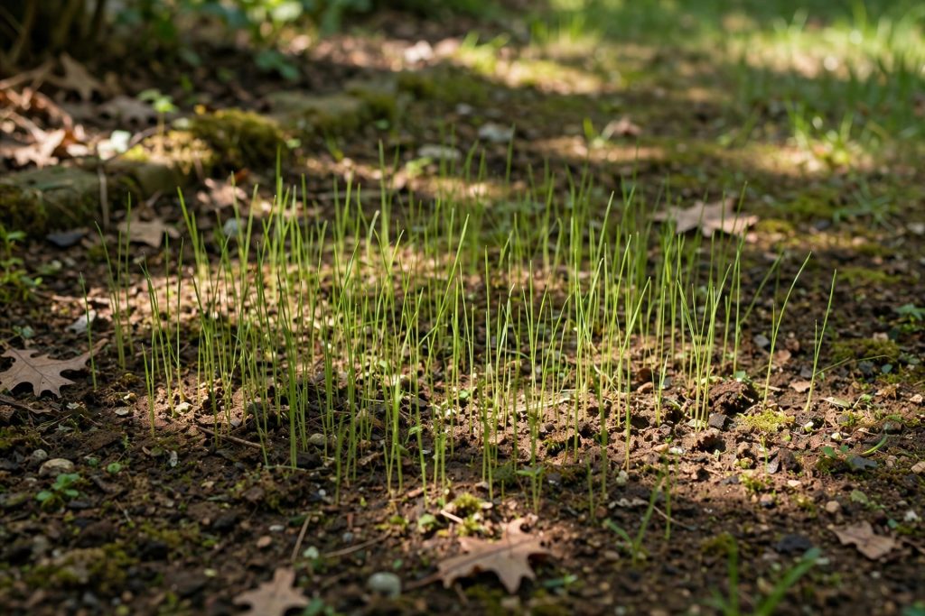 shade grass seed seedlings germinating in dappled light