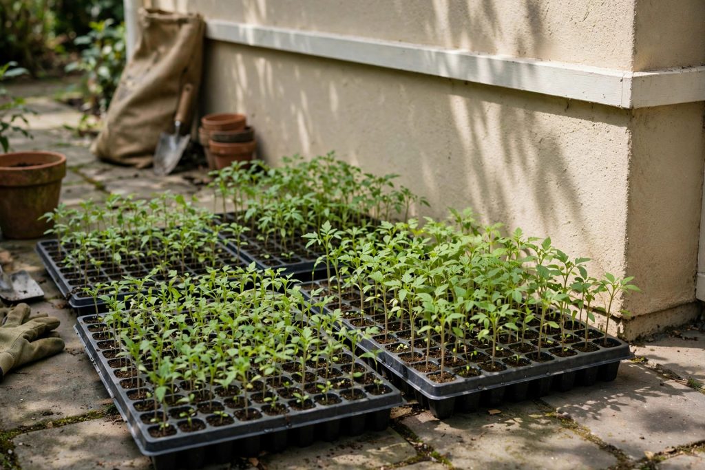 hardening off seedlings outdoors before transplanting